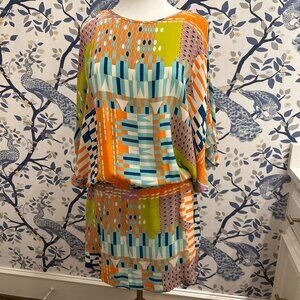 Rubber Ducky-100% Silk-Dropped waist dress--Size Large